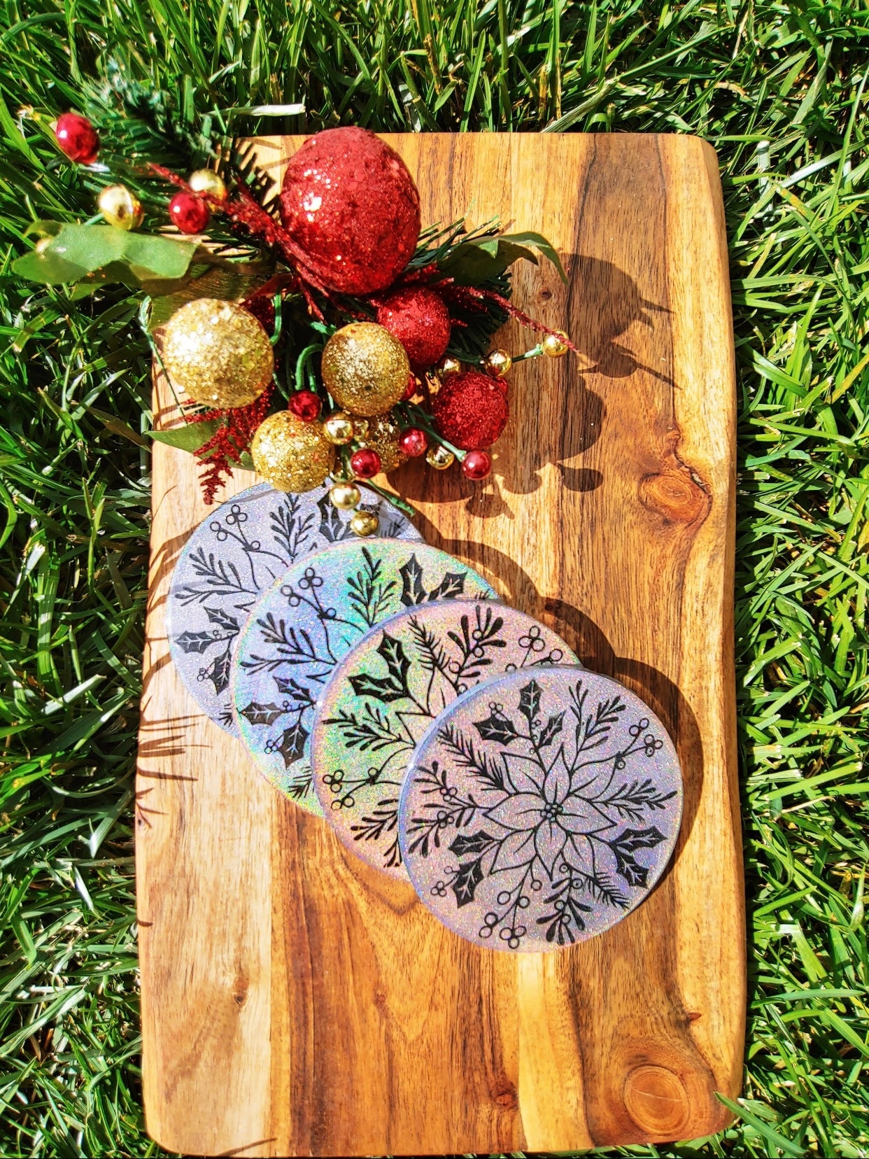 Holographic Snowflake Coasters