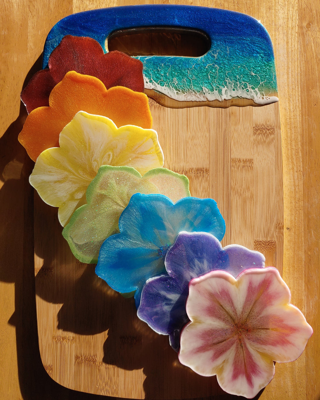 Rainbow Hibiscus Coasters